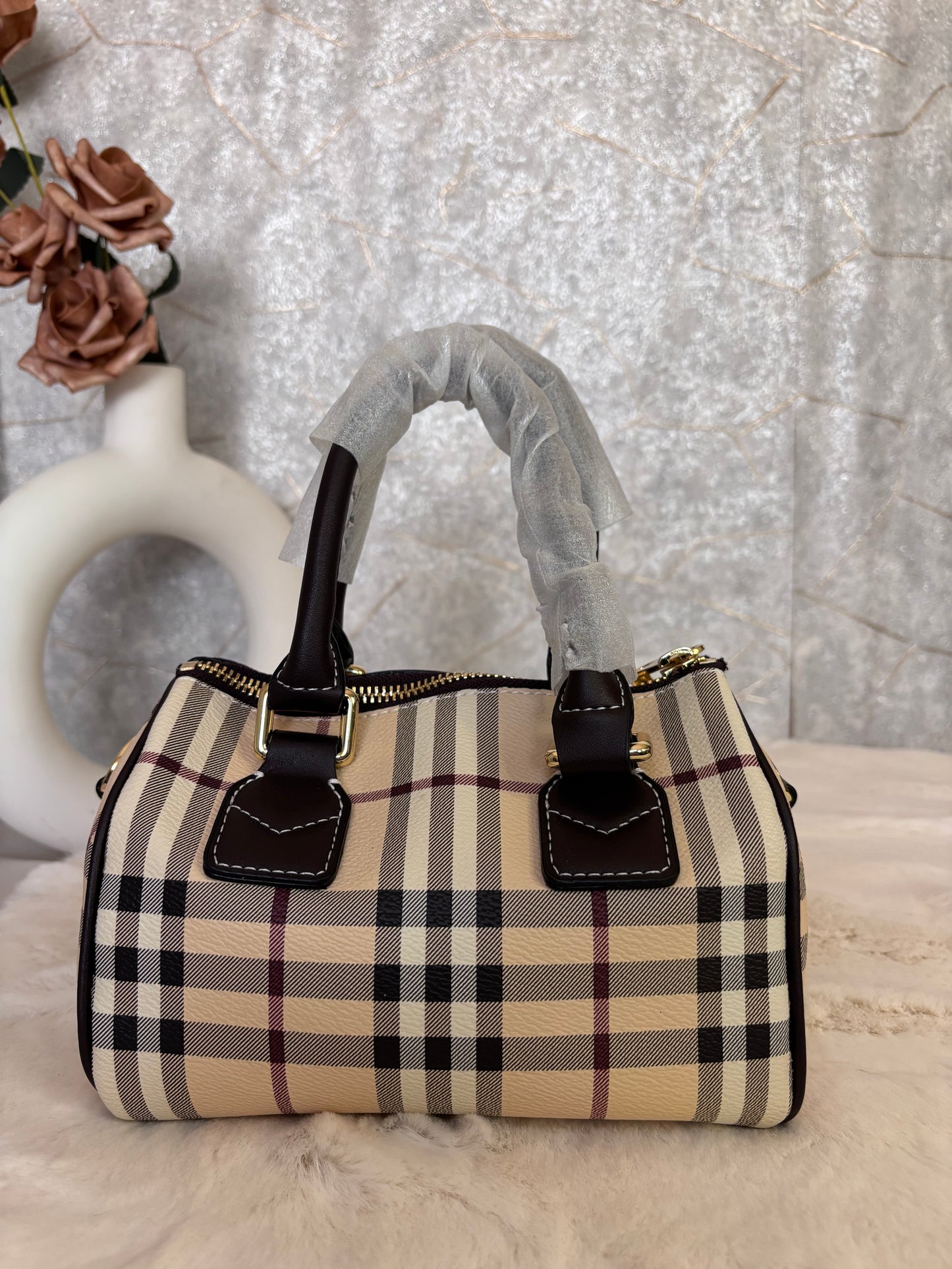 Burberry Mini Bowling Check Coated Canvas