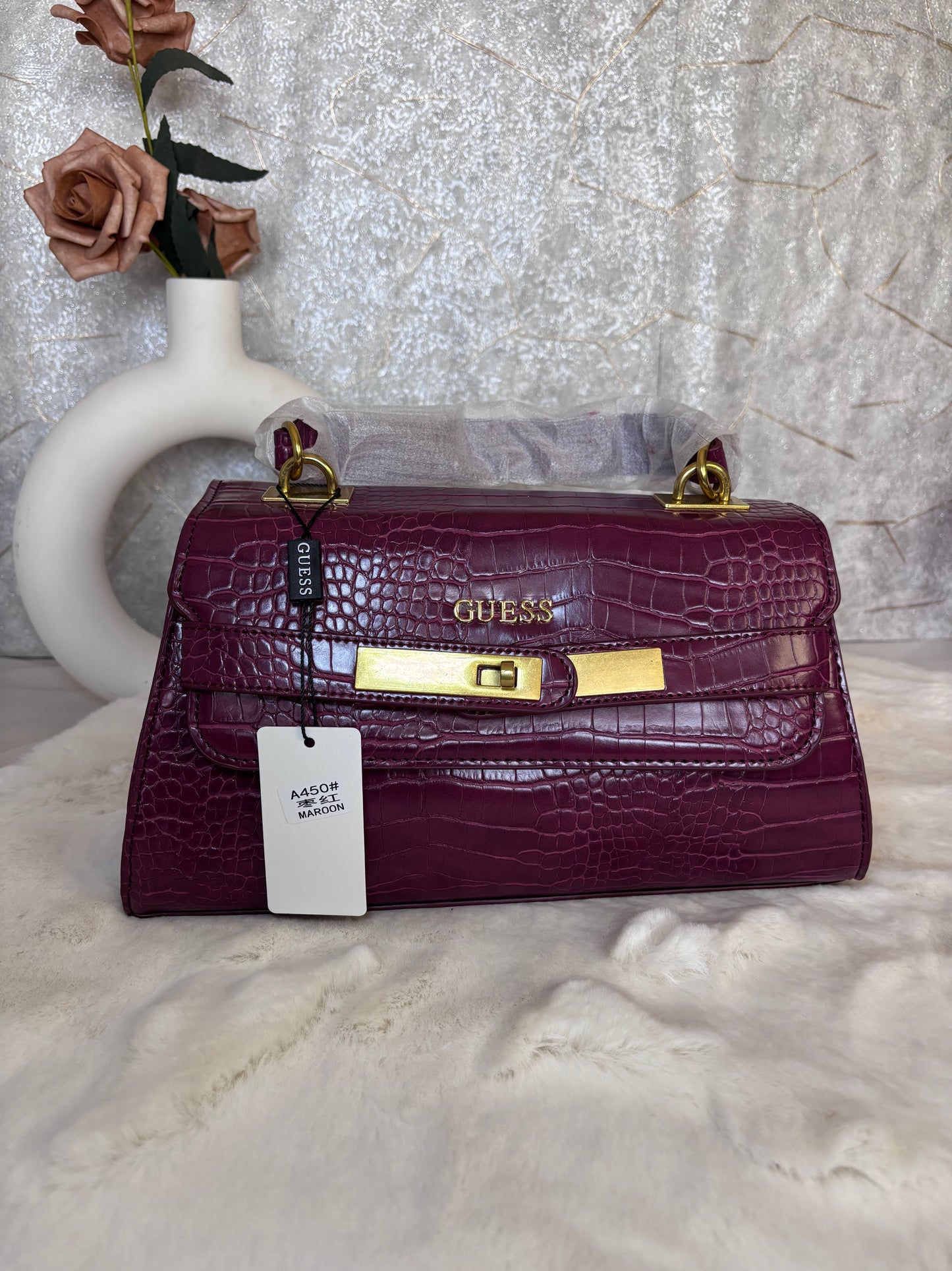 Guess textured satchel bag with a detachable strap