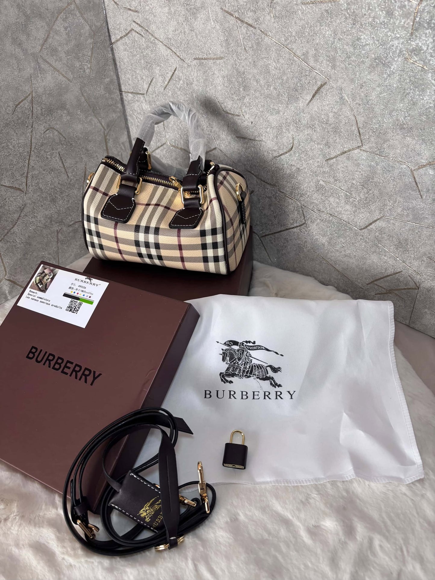 Burberry Mini Bowling Check Coated Canvas