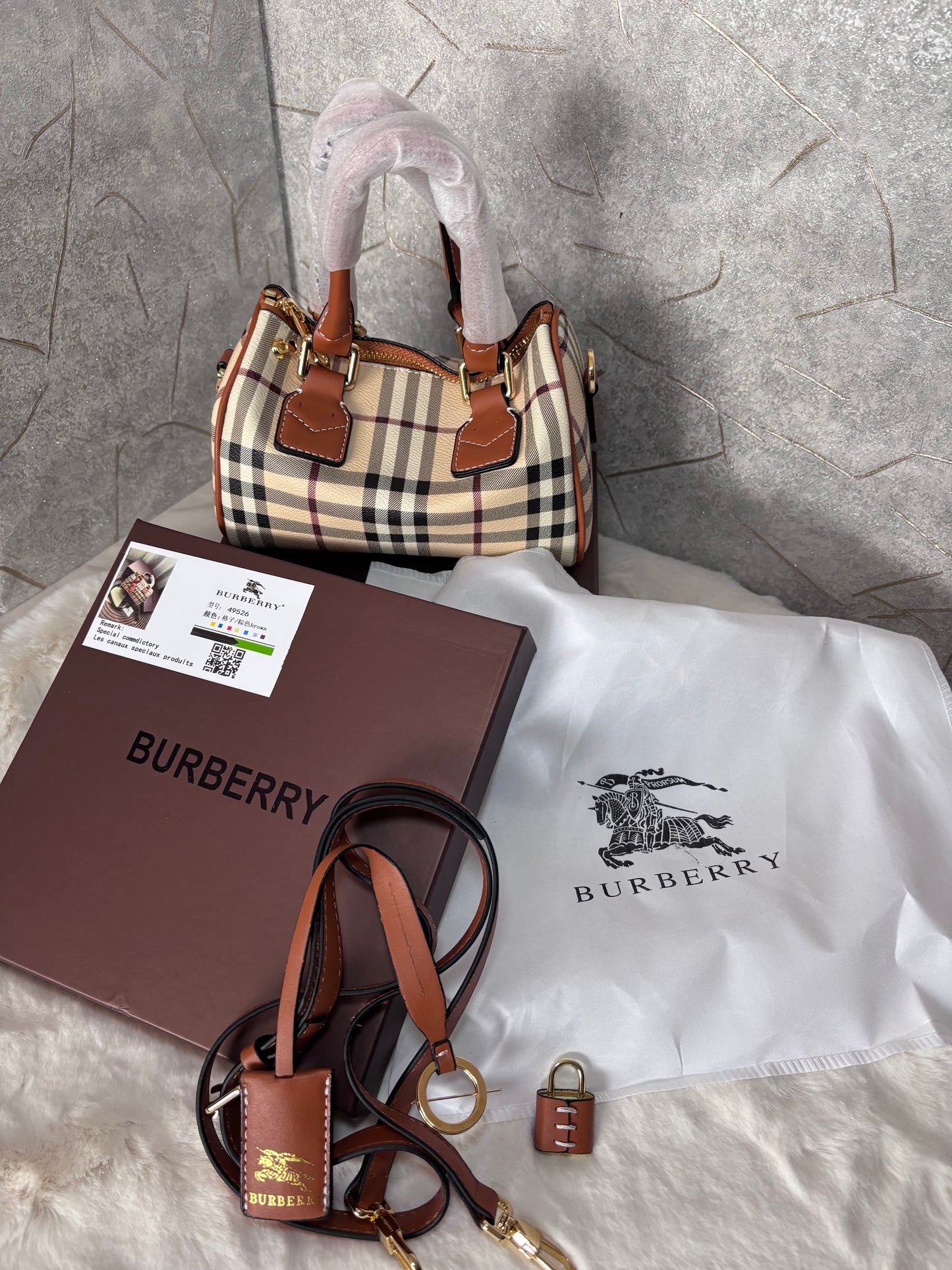 Burberry Mini Bowling Check Coated Canvas