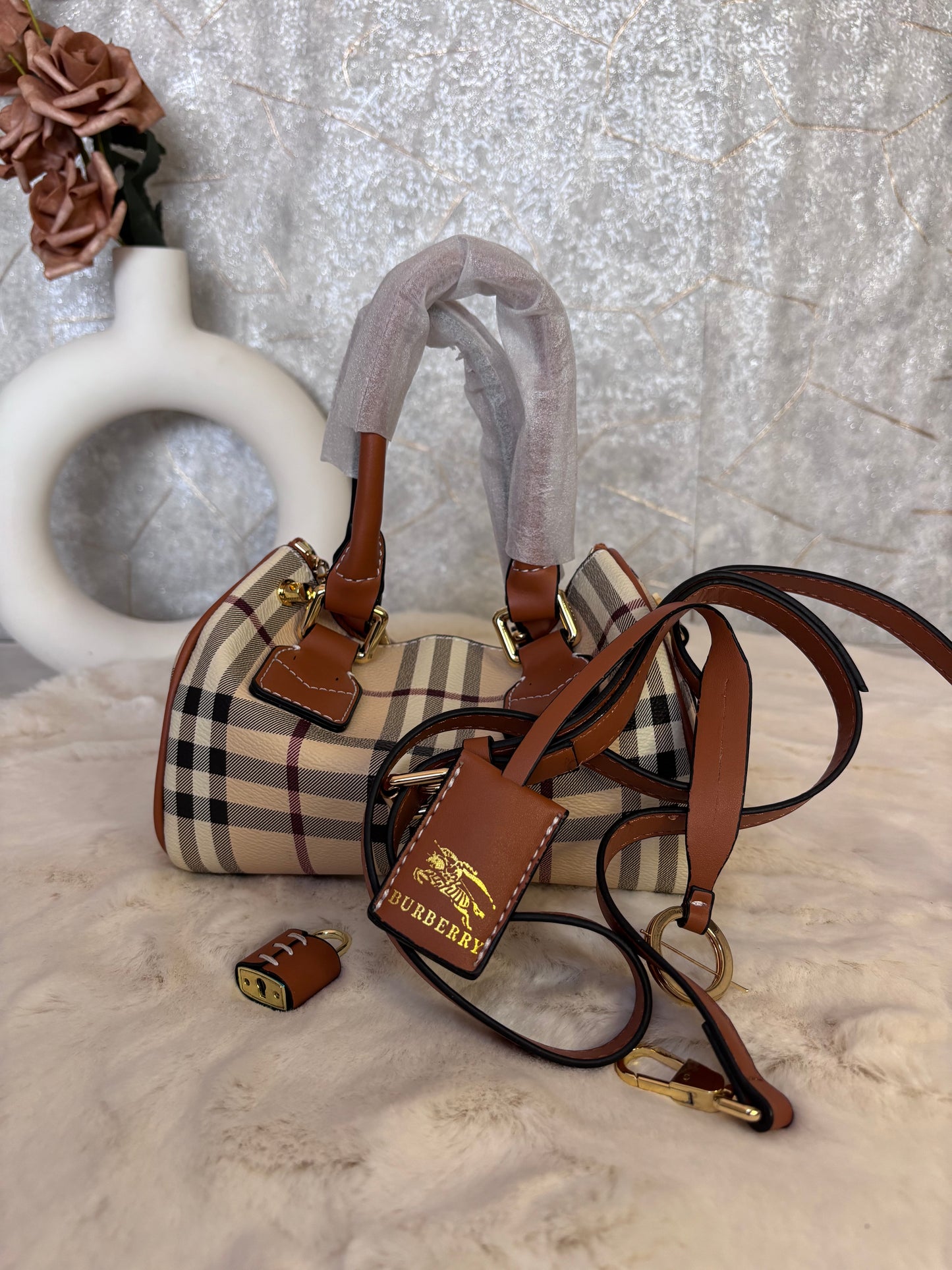 Burberry Mini Bowling Check Coated Canvas