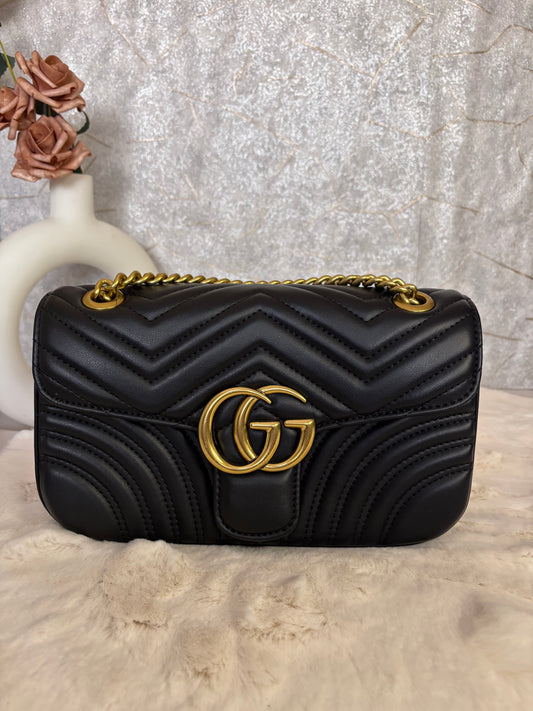 Gucci GG Marmont Mini Matelassé Black Leather Shoulder Bag