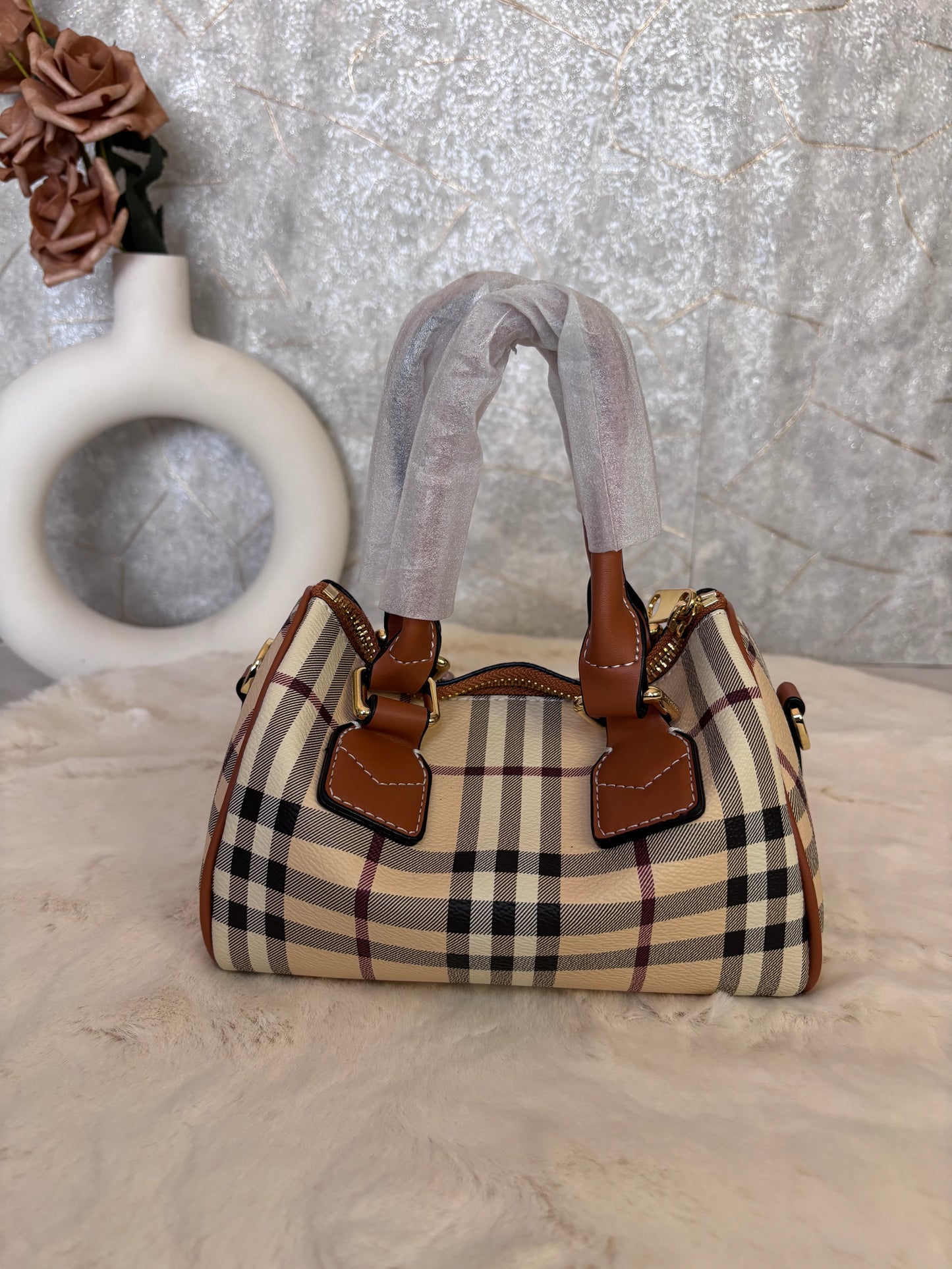 Burberry Mini Bowling Check Coated Canvas