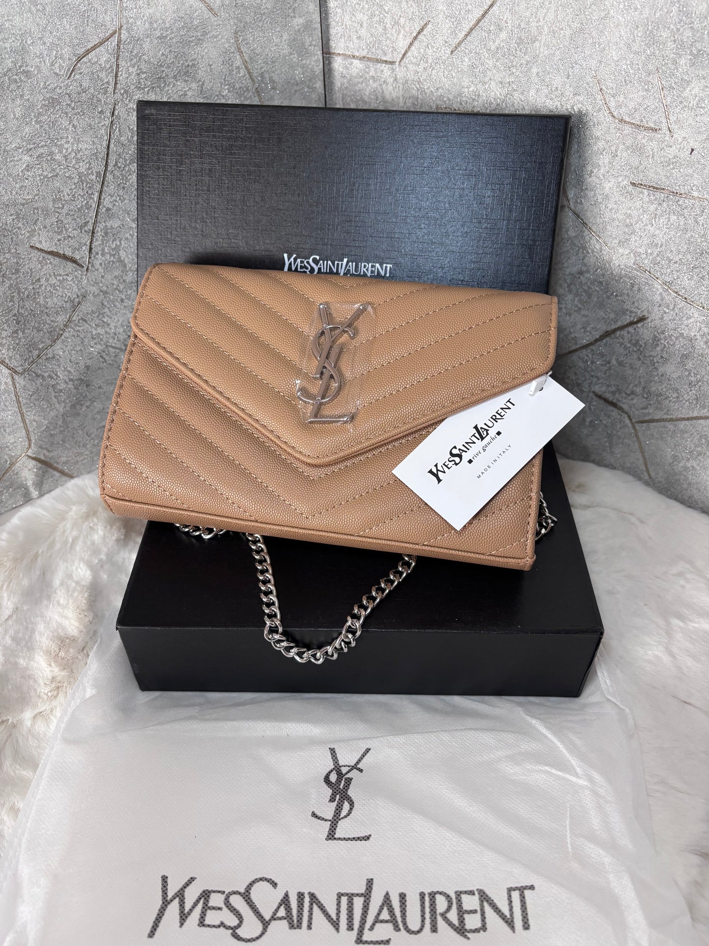 Saint Laurent Beige Calf Leather Bos Taurus Shoulder Bag