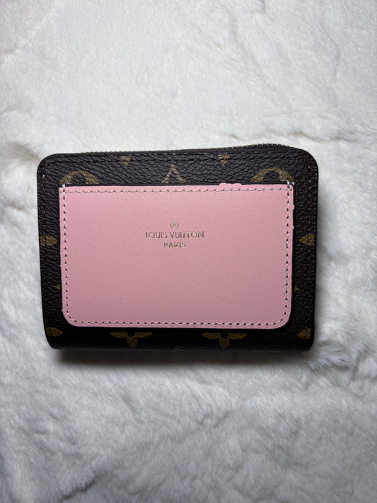 Monogram Canvas and Pink Leather Lou Wallet