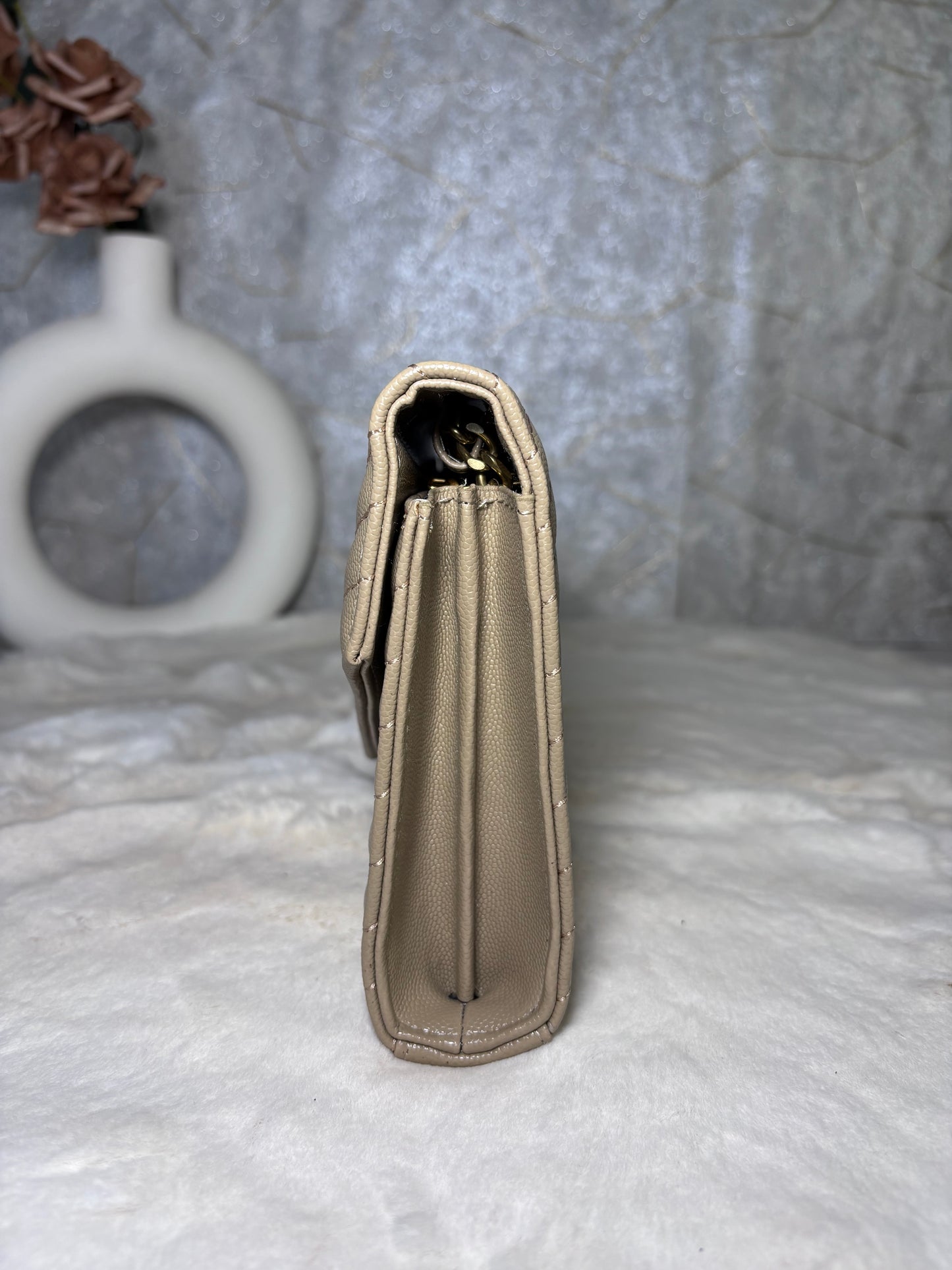 Saint Laurent Beige Calf Leather Bos Taurus Shoulder Bag