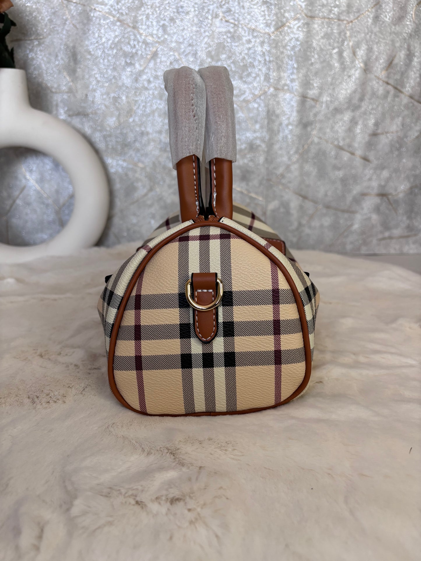 Burberry Mini Bowling Check Coated Canvas