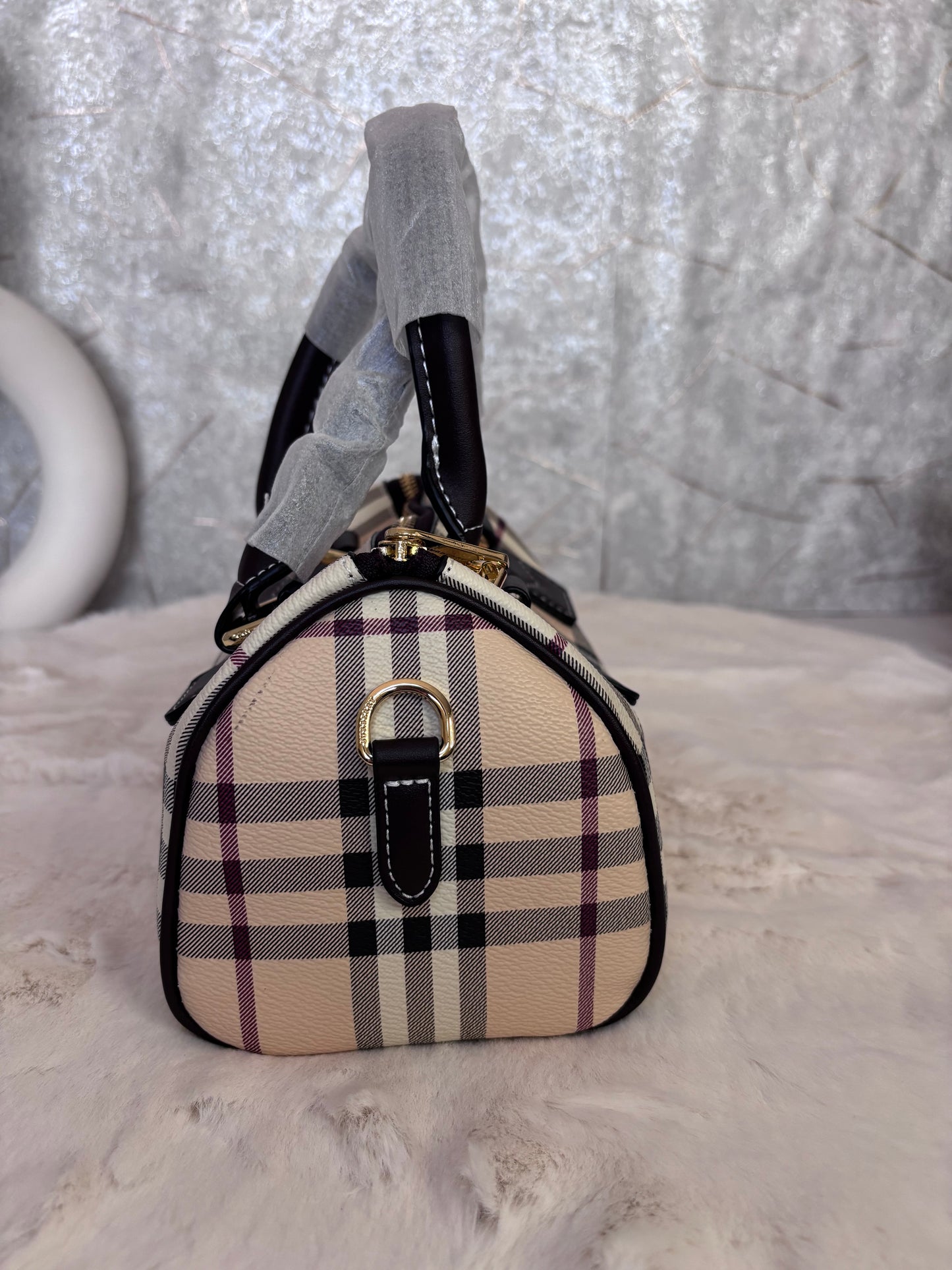 Burberry Mini Bowling Check Coated Canvas
